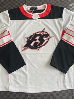 Full send X nelk boys white hockey jersey